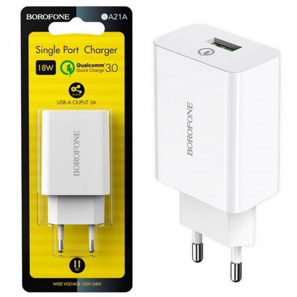 Зарядное устройство BOROFONE BA21A 1USB QC3.0